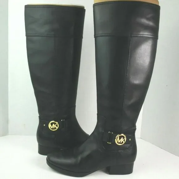 Michael Kors Size 5M Harland Riding Boots Leather Wide Shaft Color Black - Picture 10 of 11